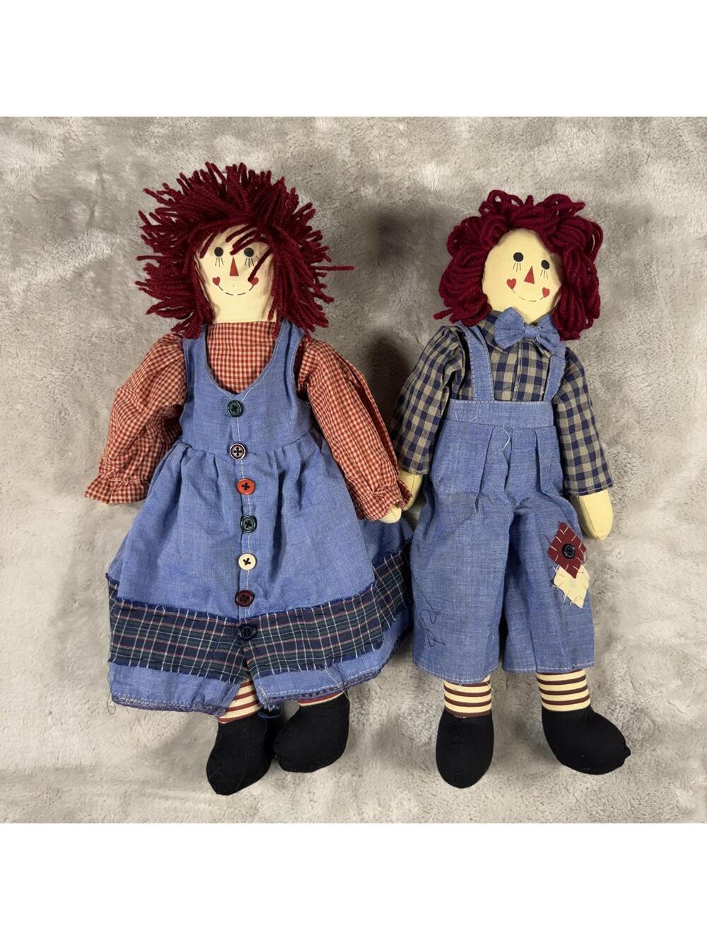 Plush Vintage Raggedy Ann & Andy 15"